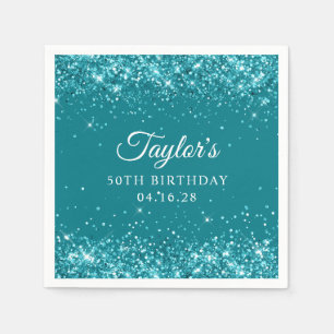 Glittert Dark Türkise 50. Geburtstag Serviette