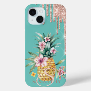 Glittertropfen Florale Ananas Minze Grün Case-Mate iPhone Hülle