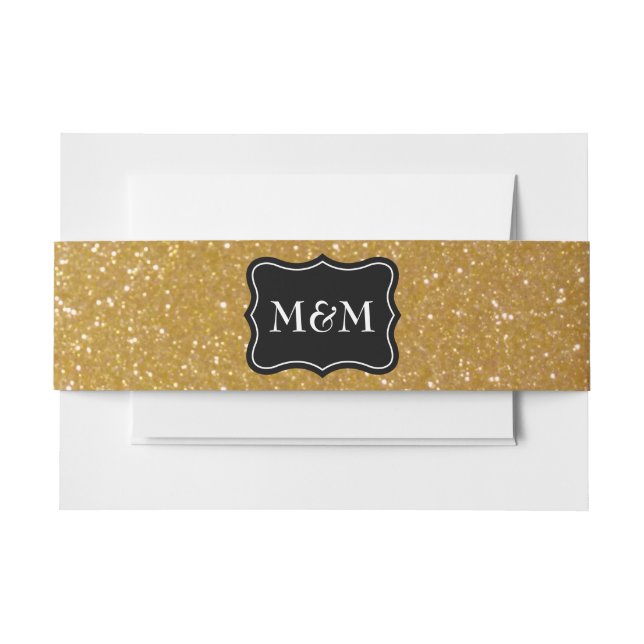 Glitterumschlag-Bauchband des Monogramms Einladungsbanderole (Vorderseite Beispiel)