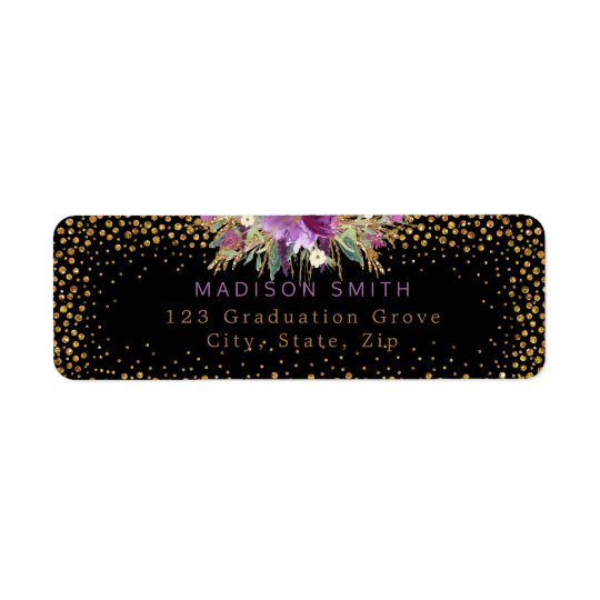 Glitterwatercolor-Blumen-Goldconfetti-Schwarzes