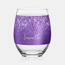 Glittery Amethyst Glam Name Weinglas Ohne Stiel