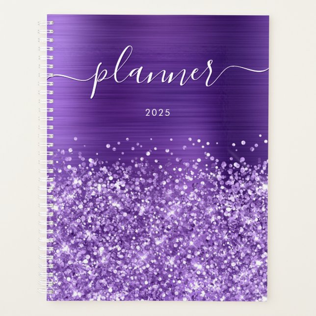 Glittery Amethyst Lila Glam 2025 Planer (Vorderseite)