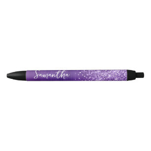 Glittery Amethyst Lila Glam Name Kugelschreiber