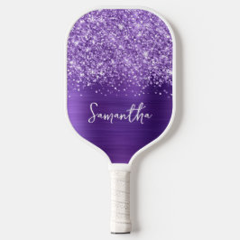 Glittery Amethyst Lila Glam Name Pickleball Schläger