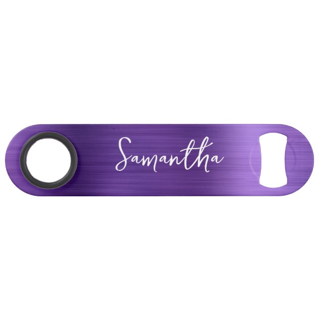 Glittery Amethyst Lila Glam Name Speed Flaschenöffner (Vorderseite (Horizontal))