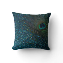 Glittery Aqua Peacock Feather