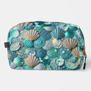 Glittery Aquamarin Mermaid Schwanz Scales Muscheln Waschbeutel