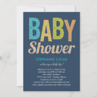 Glittery Baby Shower Einladung - Junge
