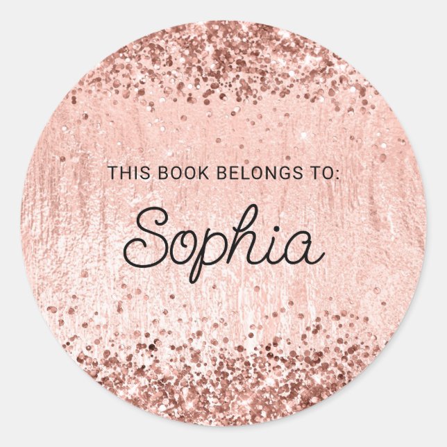 Glittery Bale Rose Gold Glam Texture Book Runder Aufkleber (Vorderseite)