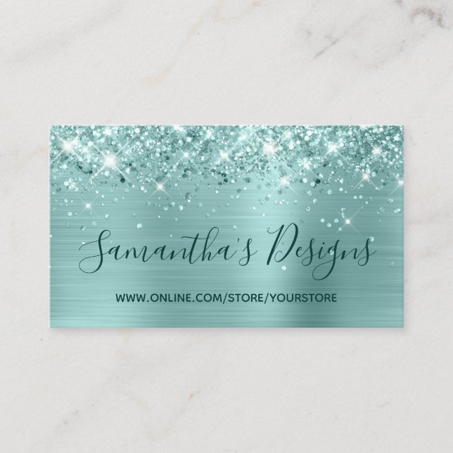 Glittery Bale Turquoise Foil Online Store Visitenkarte (Vorderseite)