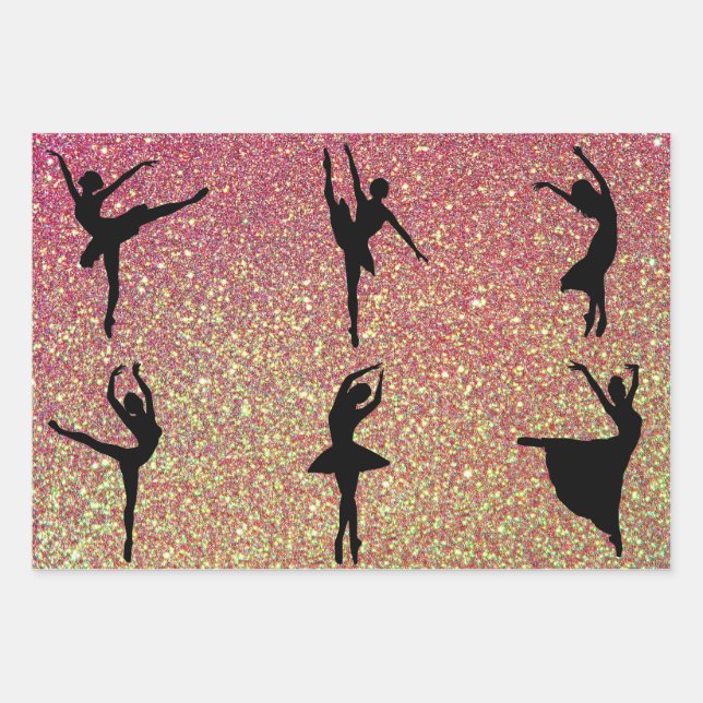 Glittery Ballet Dance Ballerina Dancer Geschenkpapier Set (Vorderseite 2)
