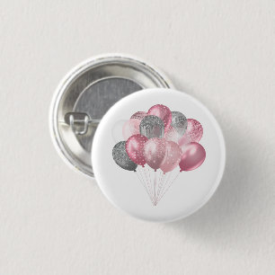 Glittery Balloon Bunch in Pink und Silver Button