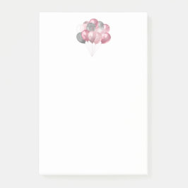 Glittery Balloon Bunch in Pink und Silver Post-it Klebezettel