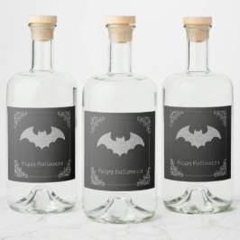 Glittery Bat Halloween Alkoholflaschenetikett