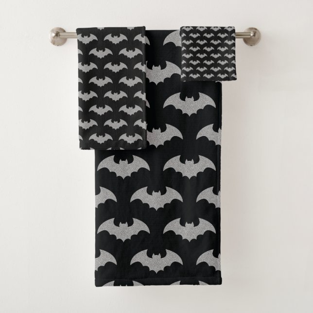 Glittery Bat Halloween Badhandtuch Set (Insitu)