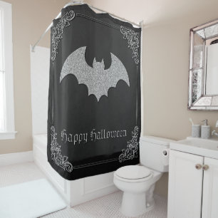 Glittery Bat Halloween Duschvorhang
