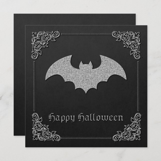 Glittery Bat Halloween Grußkarte (Vorne/Hinten)