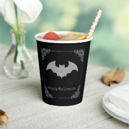 Glittery Bat Halloween Pappbecher