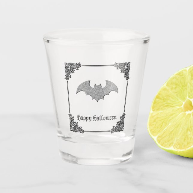 Glittery Bat Halloween Schnapsglas (Vorderseite)