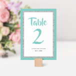 Glittery Bat Mitzvah Aquamarin und Silver Tischnummer<br><div class="desc">Diese trendige Bat Mitzvah Tischnummer bietet glitzernde Imitate Glitzer in solidem Farbhintergrund. Verwenden Sie das Vorlagenformular,  um Ihre eigenen Informationen hinzuzufügen. Das Design Tool kann verwendet werden,  um den Stil,  die Farbe und das Layout des Schriftartes zu ändern.</div>