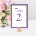 Glittery Bat Mitzvah Lila und Silver Tischnummer<br><div class="desc">Diese trendige Bat Mitzvah Tischnummer bietet glitzernde Imitate Glitzer in solidem Farbhintergrund. Verwenden Sie das Vorlagenformular,  um Ihre eigenen Informationen hinzuzufügen. Das Design Tool kann verwendet werden,  um den Stil,  die Farbe und das Layout des Schriftartes zu ändern.</div>