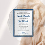 Glittery Bat Mitzvah Navy Blue & Silver Rectangle Einladung<br><div class="desc">Dieses trendige Bat Mitzvah-Angebot besticht durch funkelnden Imitat-Glitzer,  der auf einem soliden Farbhintergrund liegt. Verwenden Sie das Vorlagenformular,  um Ihre eigenen Informationen hinzuzufügen. Das Design Tool kann verwendet werden,  um den Stil,  die Farbe und das Layout des Schriftartes zu ändern.</div>