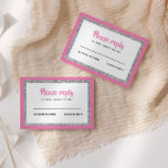 Glittery Bat Mitzvah, Rosa und Silber RSVP Karte<br><div class="desc">Diese trendige Einsteckkarte weist eine fette Schrift auf der Vorderseite auf,  die in silberfarbenem Glitzer und Weiß gehalten ist und eine solide Rückfärbung aufweist. Fügen Sie den Text mithilfe des Vorlagenformulars hinzu. Ändern Sie den Schriftart,  das Layout und die Farben mithilfe der Funktion Anpassen.</div>