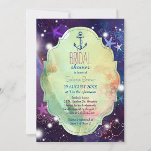 Glittery Beach Starfish Nautical Brautparty Einladung