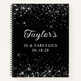 Glittery Black 50th Birthday Guest Notizbuch