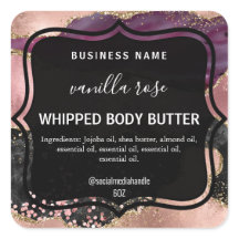 Glittery Black Agate Body Butter Labels