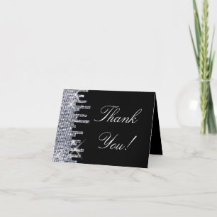 Glittery Black/Silver Glamour Vielen Dank Dankeskarte