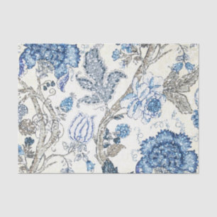 Glittery blaues Blumen auf Winter-Weiß Seidenpapier