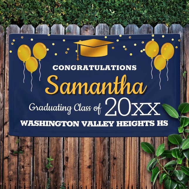 Glittery Blue and Yellow Graduation Banner (Von Creator hochgeladen)