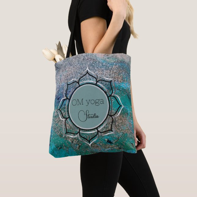 Glittery Blue Elegante OM Lotus Business Logo Tasche (Von Nahem)