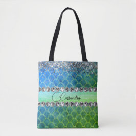 Glittery Blue Green Mermaid Diamond Bling Tasche
