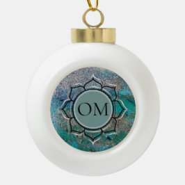 Glittery Blue Keramik Kugel-Ornament