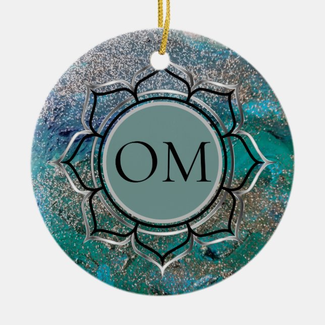 Glittery Blue Keramik Ornament (Vorne)