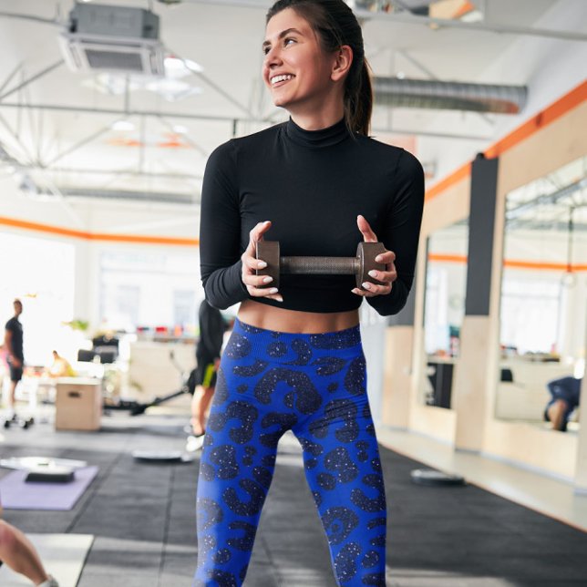 Glittery Blue Modern Leopard Muster Leggings (Von Creator hochgeladen)