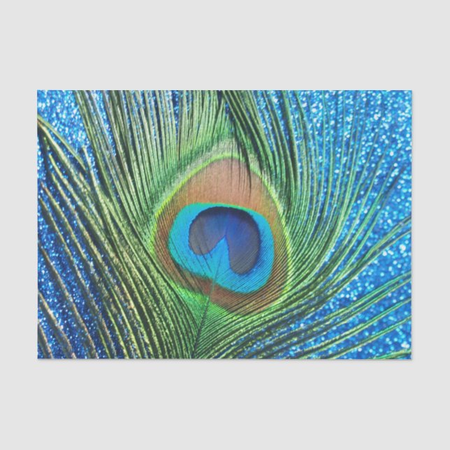 Glittery Blue Peacock Seidenpapier (Vorderseite)