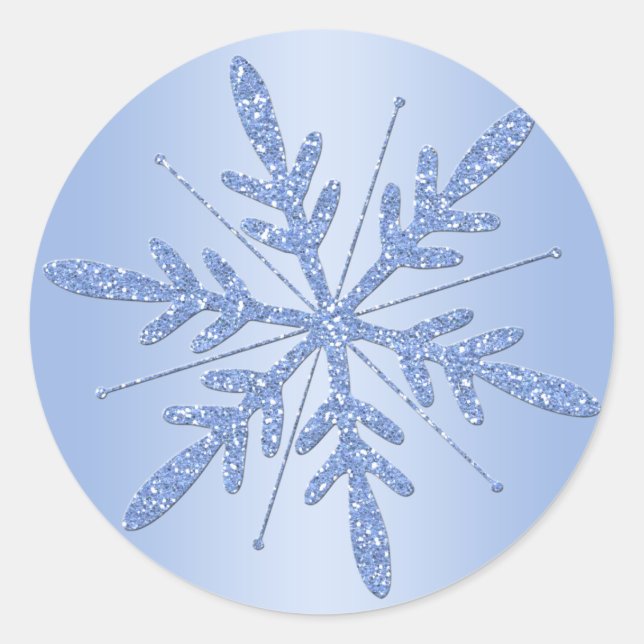 Glittery Blue Snowflake Sticker (Vorderseite)