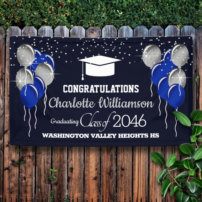 Glittery Blue und Silver Abschluss Banner (Von Creator hochgeladen)