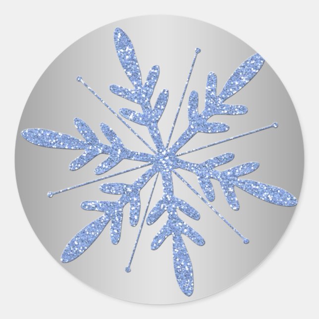 Glittery Blue und Silver Snowflake Sticker (Vorderseite)