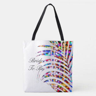 Glittery Bokeh weiße Palme-Blatt-Braut zum zu sei Tasche