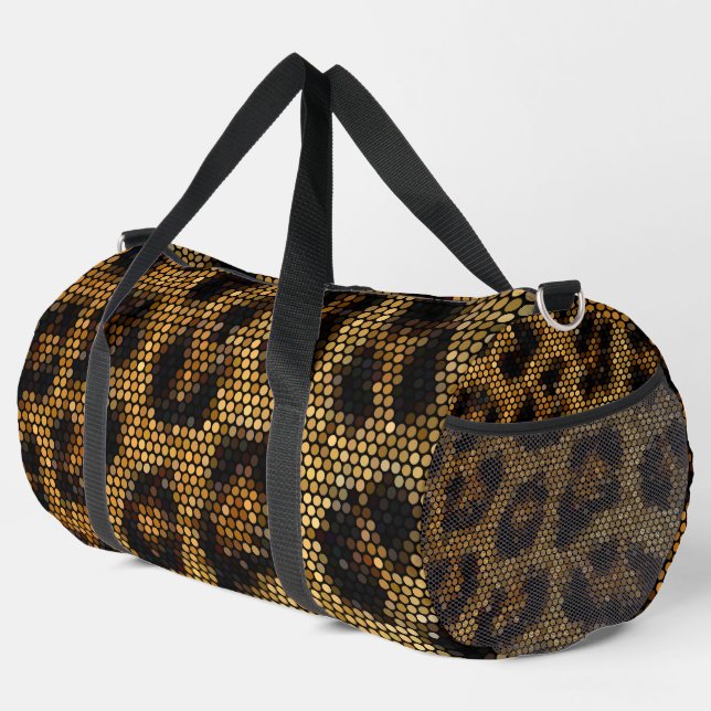Glittery Brown Leopard Muster Duffle Bag (Rechte Ecke)