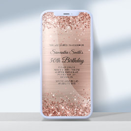 Glittery Brushed Rose Gold Foil 50. Geburtstag Einladung