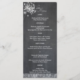 Glittery Chalkboard Dandelions Wedding Menu Menükarte