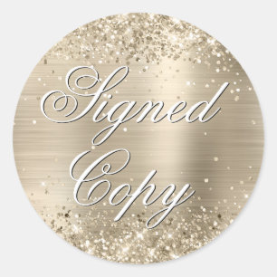Glittery Champagne Foil Extravagant signierte Kopi Runder Aufkleber