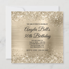 Glittery Champagne Gold Foil Extravagant Monogram Einladung