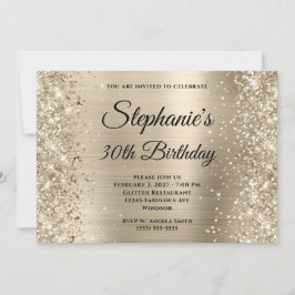 Glittery Champagne Monogram 30. Geburtstag Einladung