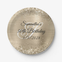 Glittery Champagne Monogram 30. Geburtstag
